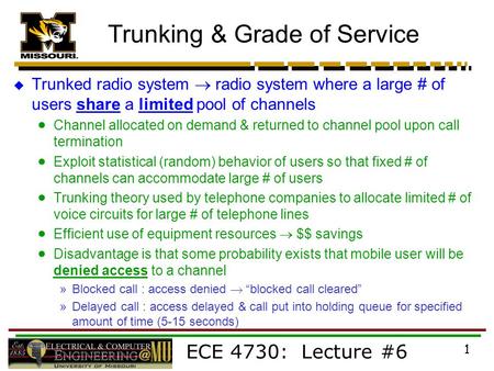 Trunking & Grade of Service