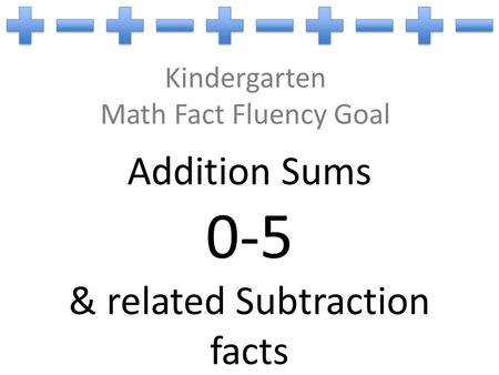 Kindergarten Math Fact Fluency Goal