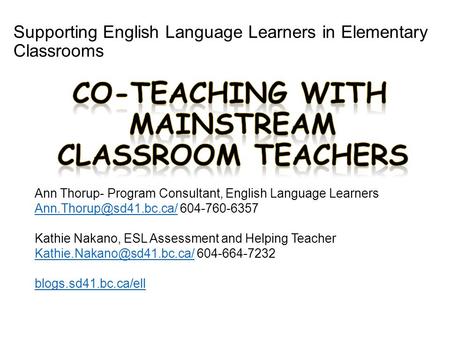 Supporting English Language Learners in Elementary Classrooms