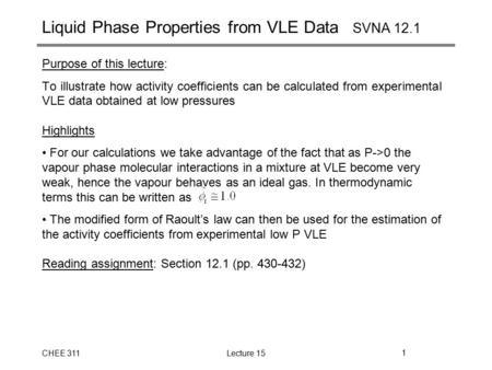 Liquid Phase Properties from VLE Data SVNA 12.1