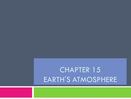 CHAPTER 15 EARTH’S ATMOSPHERE