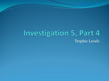 Investigation 5, Part 4 Trophic Levels.