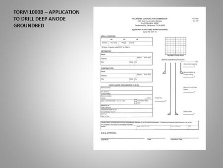 FORM 1000B – APPLICATION TO DRILL DEEP ANODE GROUNDBED.