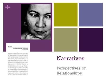 + Narratives Perspectives on Relationships. + Quick Write: Write a summary of a narrative that created an impression on you. This narrative could be a.