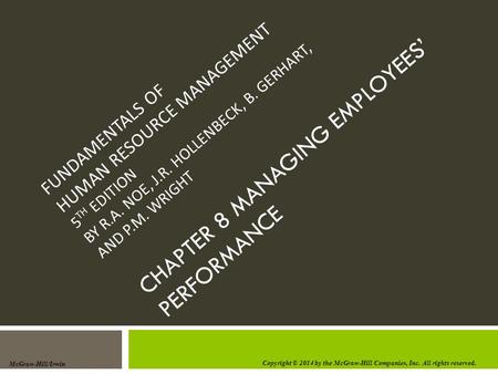 CHAPTER 8 MANAGING EMPLOYEES’ PERFORMANCE