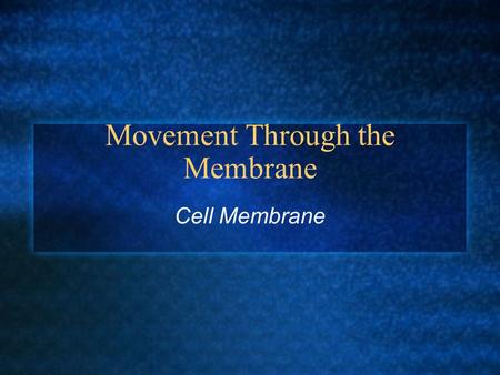 Movement Through the Membrane Cell Membrane. Cell Membrane… One of the main functions of the cell membrane is to regulate what enters and leaves the cell.