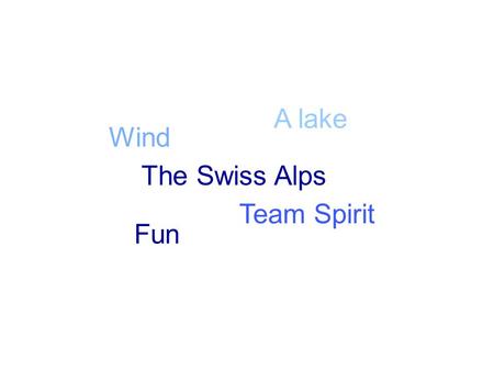 Wind Fun Team Spirit A lake The Swiss Alps Welcome to Eurosail 2015 Press a button to continue.
