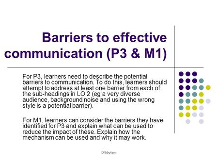 Barriers to effective communication (P3 & M1)