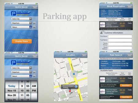 Parking app. Livescores sports app series Soccer, Cricket, Tennis & Baseball.
