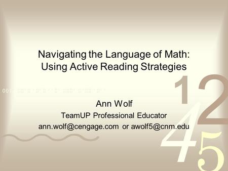 Navigating the Language of Math: Using Active Reading Strategies