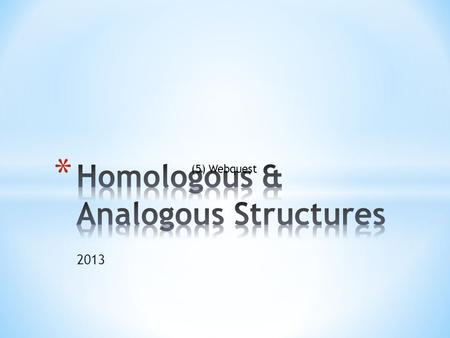 Homologous & Analogous Structures