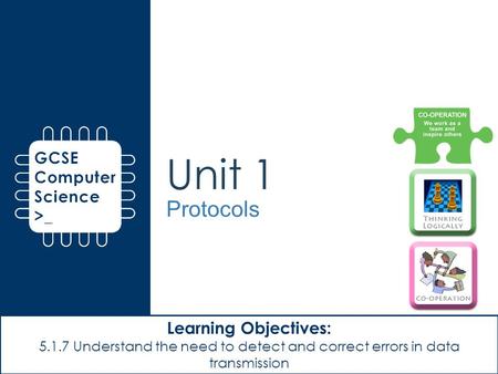Unit 1 Protocols Learning Objectives: 5.1.7 Understand the need to detect and correct errors in data transmission.