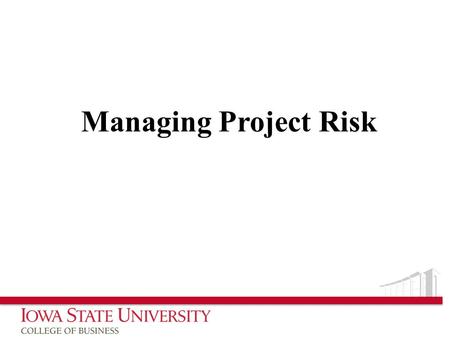 Managing Project Risk.