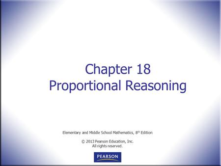 Chapter 18 Proportional Reasoning