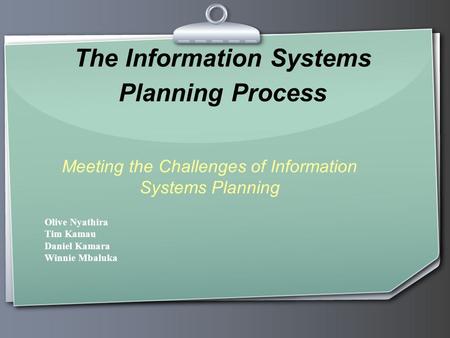 The Information Systems Planning Process