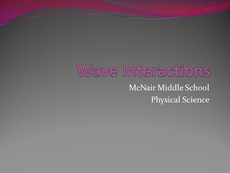 McNair Middle School Physical Science. Wave Interactions Reflection  Reflection The.