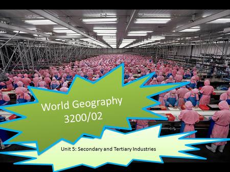 Unit 5: Secondary and Tertiary Industries World Geography 3200/02.