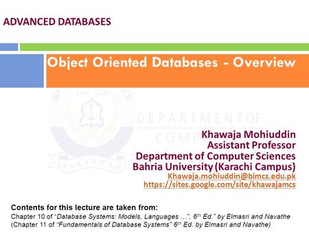 Object Oriented Databases - Overview