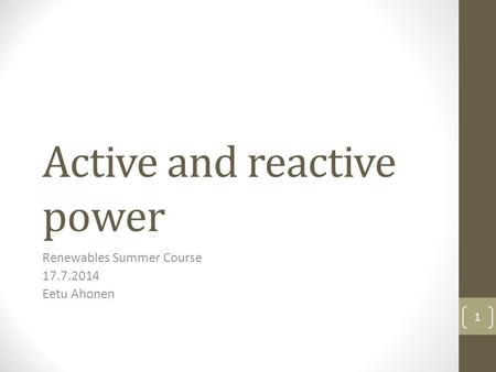 Active and reactive power