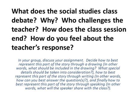 What does the social studies class debate. Why