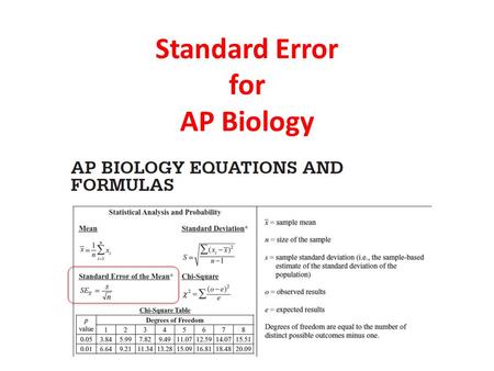 Standard Error for AP Biology