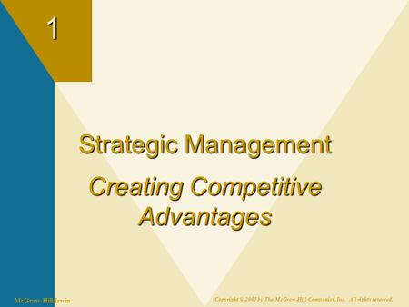 McGraw-Hill/Irwin Copyright © 2005 by The McGraw-Hill Companies, Inc. All rights reserved.1 Strategic Management Creating Competitive Advantages.