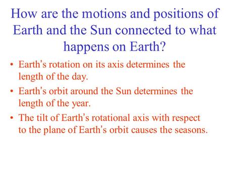Earth’s rotation on its axis determines the length of the day.