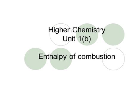 Higher Chemistry Unit 1(b) Enthalpy of combustion.