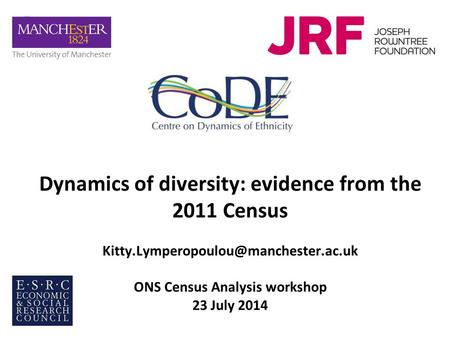 Dynamics of diversity: evidence from the 2011 Census ONS Census Analysis workshop 23 July 2014.