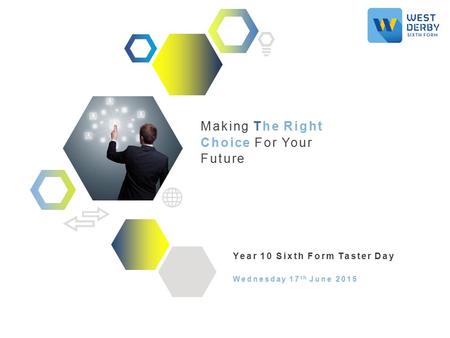 Making The Right Choice For Your Future Year 10 Sixth Form Taster Day Wednesday 17 th June 2015.