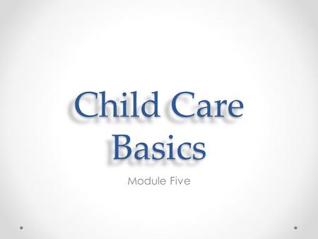 Child Care Basics Module Five.