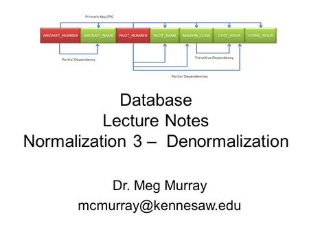 Database Lecture Notes Normalization 3 – Denormalization