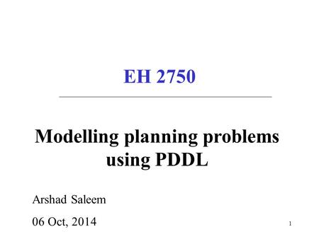 Modelling planning problems using PDDL