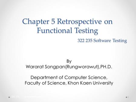 Chapter 5 Retrospective on Functional Testing Software Testing