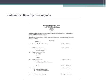 Professional Development Agenda. MISIS TRAINING Part 2 GRADE BOOK 2014-15 08/05/2014 Flaminio Zarate.