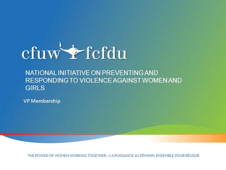 NATIONAL INITIATIVE ON PREVENTING AND RESPONDING TO VIOLENCE AGAINST WOMEN AND GIRLS VP Membership.