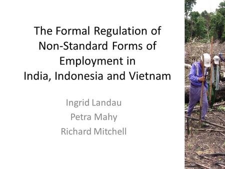 The Formal Regulation of Non-Standard Forms of Employment in India, Indonesia and Vietnam Ingrid Landau Petra Mahy Richard Mitchell.