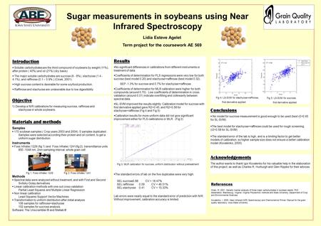 ,. Sugar measurements in soybeans using Near Infrared Spectroscopy Introduction  Soluble carbohydrates are the third compound of soybeans by weight (11%),