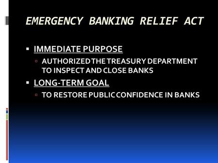 EMERGENCY BANKING RELIEF ACT