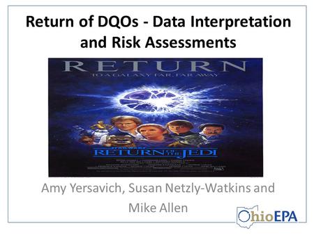 Return of DQOs - Data Interpretation and Risk Assessments Amy Yersavich, Susan Netzly-Watkins and Mike Allen.
