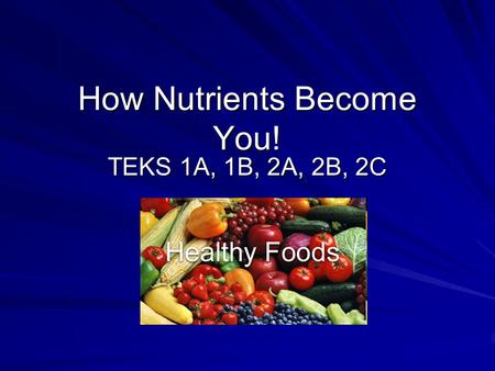 How Nutrients Become You!