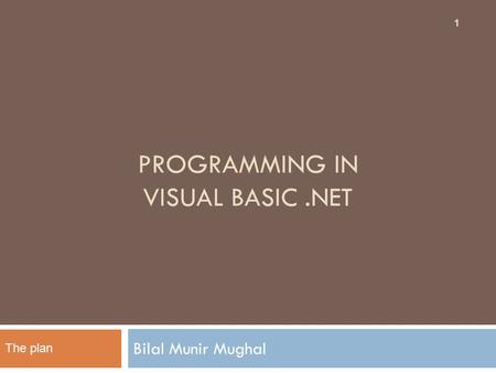 Programming in visual basic .net