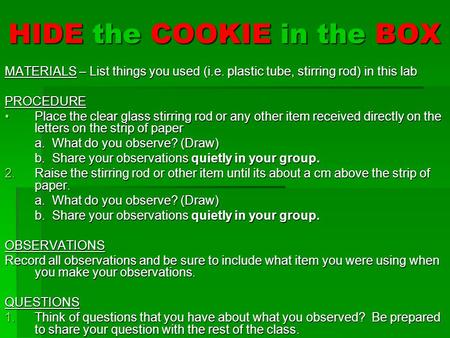 HIDE the COOKIE in the BOX