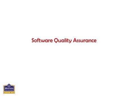 Software Quality Assurance. CS351 - Software Engineering (AY2004)2 Software engineering processes Systems vs. Software –Terms often used interchangeably.