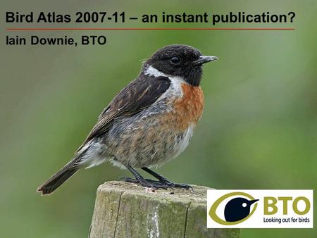 Bird Atlas 2007-11 – an instant publication? Iain Downie, BTO.