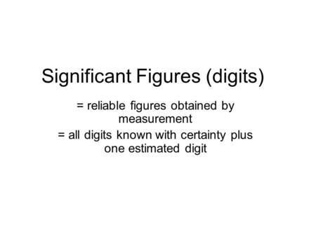 Significant Figures (digits)