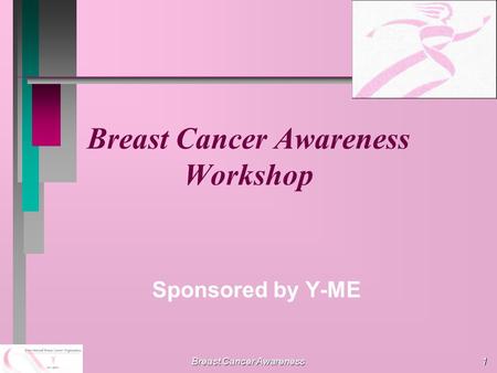 Breast Cancer Awareness 1 Breast Cancer Awareness Workshop Sponsored by Y-ME.