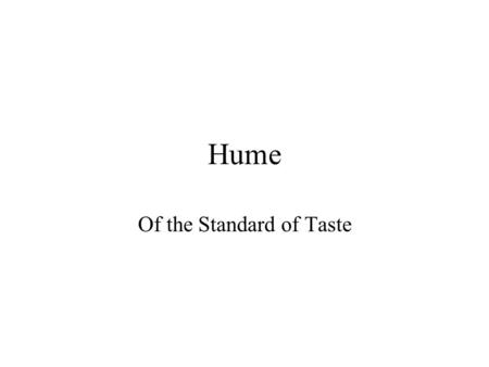 Of the Standard of Taste
