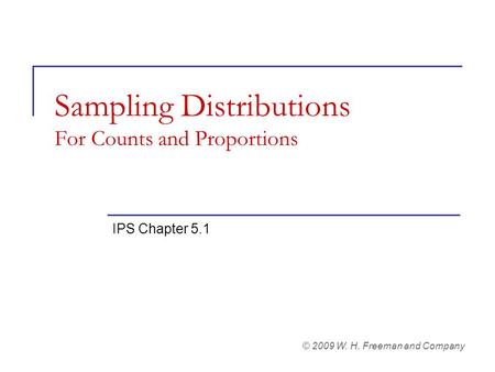 Sampling Distributions For Counts and Proportions IPS Chapter 5.1 © 2009 W. H. Freeman and Company.