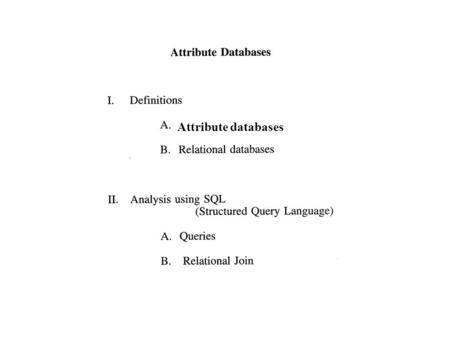 Attribute databases. GIS Definition Diagram Output Query Results.